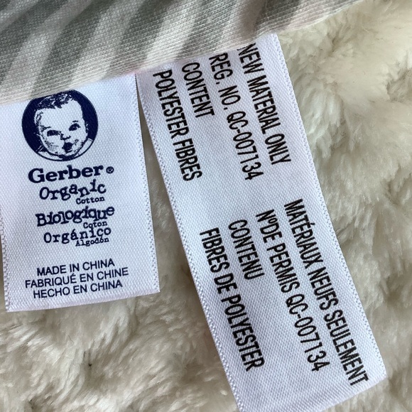 Gerber Organics Plush Grey Fox Striped Lovey Stuffed Animal Security Blanket Toy - Picture 9 of 12